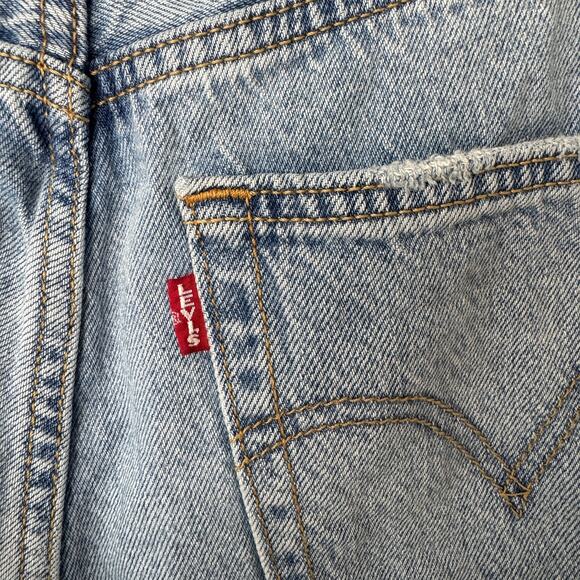 Levi's Ribcage Ankle Straight Premium Distressed Light Wash Jeans Size 30 - Picture 6 of 13